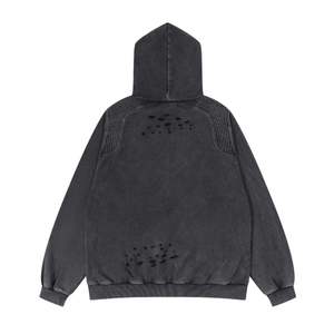 Streetwear 100% coton léger pour hommes sweat à capuche de style vintage surdimensionné imprimé en relief pour bouffée lavage à l'acide - Product Image 2