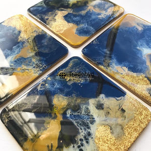 ชุดจานรองแก้วเรซิ่นทำมือ ดีไซน์หรูหรา ขนาด 4x4 นิ้ว รูปทรงสี่เหลี่ยม คุณภาพพรีเมียม มีหลายสีให้เลือก จำหน่ายโดย Tradebyd - Product Image 3