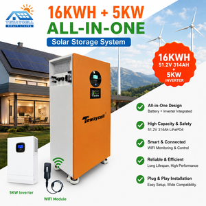 Sistema de Almacenamiento Solar Todo en Uno Tewaycell 16kWh + Inversor de 5kW, Batería LiFePO4 de 51.2V 314Ah, Kit Inteligente WiFi Integrado para el Hogar - Product Image 1