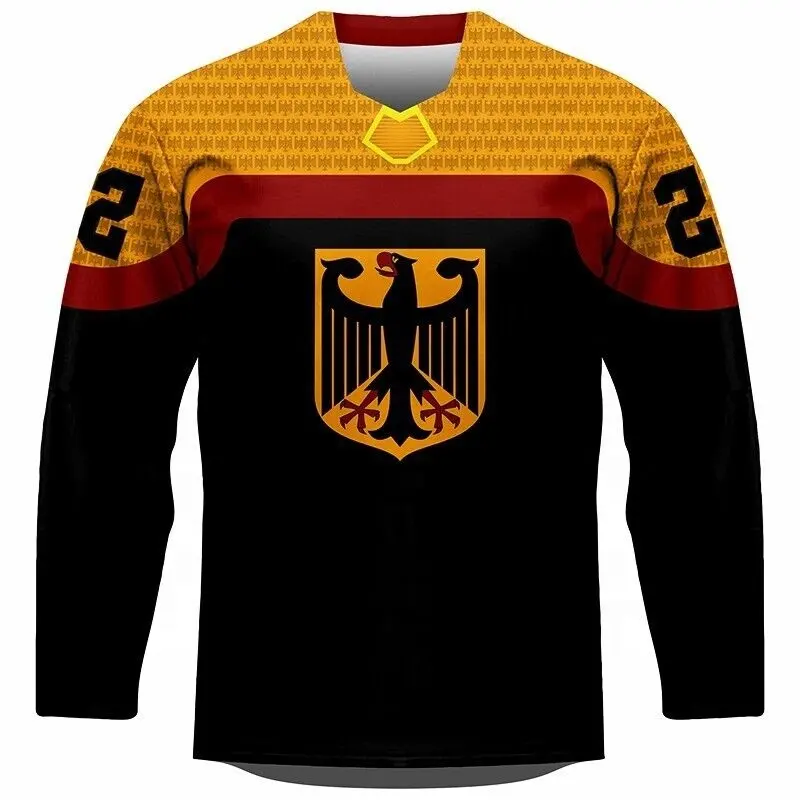 Vendita all'ingrosso sublimata di Hockey su ghiaccio maglia numero di nome personalizzato sublimata hockey su ghiaccio maglia uniforme