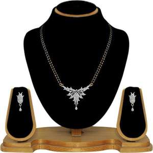Tip Top Fashions 1500622 Conjunto de joyería fina AD Stone Black Beads Mangalsutra - Product Image 1