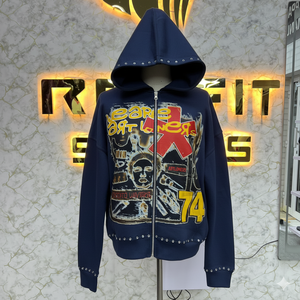 Sweat à capuche avec fermeture éclair imprimé à prix de gros de haute qualité et étiquette personnalisée sweats à capuche pour hommes à bas prix fabriqués en usine - Product Image 4