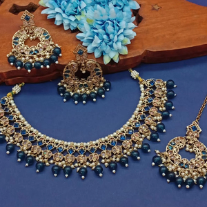 Conjunto de Joyería Tradicional India Chapada en Oro Kundan y Conjunto de Collar de Cobre para Mujeres y Niñas, Accesorios Indios, Joyería para Mujer - Product Image 1