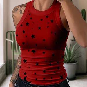 เสื้อกล้ามพิมพ์ลายดิจิทัลพรีเมียม สกรีนโลโก้ตามสั่ง ราคาถูก คอกลม ลายทาง แฟชั่นใหม่สำหรับผู้หญิง - Product Image 4