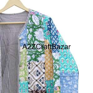 Chaqueta Informal de Mujer, Hecha a Mano, Acolchada, 100% Algodón, Reversible, con Estampado Floral, para Todas las Temporadas - Product Image 2