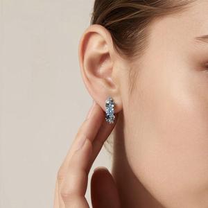Jeulia Olivetta Multi-Blue <b>Hoop</b> Earrings in <b>Sterling</b> <b>Silver</b> Perfect Gift - Product Image 5