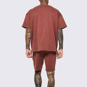 Conjuntos de pantalones cortos de precio barato lavados deportivos para hombre, ropa de calle transpirable para correr, Conjunto de camiseta lavada con ácido para hombre - Product Image 3