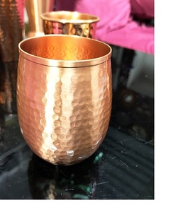 Premium copper metal <b>glass</b> with Hammered design perfect for luxury dining settings - Product Image 2