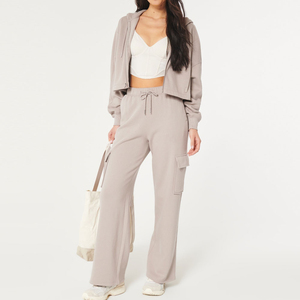 Sudadera con capucha de invierno con estampado personalizado, sudaderas con capucha de lona recortadas para mujer con Top corto con cordón, servicio OEM de Pakistán - Product Image 1