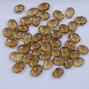 10mm 20mm Naturel Champagne Bière Citrine Quartz Pierre Ovale Damier Coupe Briolette Pierre Précieuse En Vrac AAA Qualité En Vrac En Gros - Product Image 4