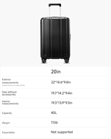 Bagage à main 22x14x9 approuvé par la compagnie aérienne, valise de voyage à coque dure 100% PC avec roues rotatives lisses TSA Lock, 20 pouces