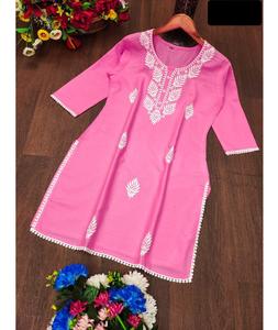 New Simple Kurtis Collections with Beautiful Embroidery Neck Work Kurtis for Women with Wholesale Price Short Kurtis for Office - Product Image 1