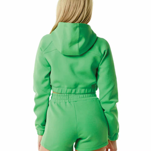 Conjunto de Sudadera Corta y Pantalones Cortos de Alta Calidad para Mujer, Talla XL, Estilo Casual, Comodidad para Todo el Día, Diseño Sólido para Invierno, Largo por Encima de la Rodilla - Product Image 2