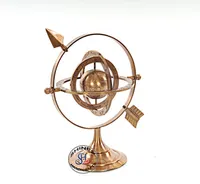 Globo esférico de armillario de latón náutico, de cobre con flecha, globo decorativo de astrolabía, artículos grabados del zodiaco