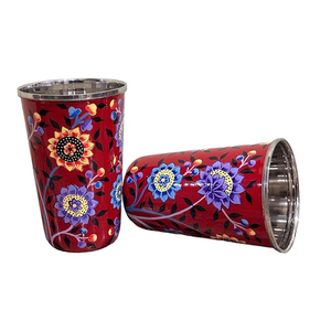 แก้วน้ำ100% ลายดอกไม้พิมพ์ลายดอกไม้แก้วน้ำดื่มบริสุทธิ์แก้วทัมเบลอร์สำหรับบ้านและโรงแรมดีไซน์ - Product Image 4