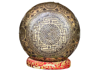 Cuenco para cantar de latón antiguo de 17 pulgadas, Impresión de logotipo personalizado, tallado de yoguini único, prácticas espirituales de meditación, sonido de fundición de Metal - Product Image 2