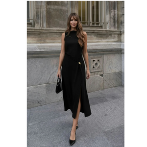 Robe élégante sans manches en viscose avec détail boucle, coupe ajustée pour femme, idéale pour l'exportation en gros (collection 2026) - Product Image 3