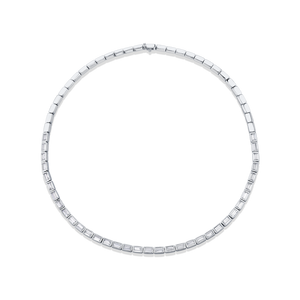 Collier tennis lapin en or 14 carats haut de gamme avec diamants baguette sertis clos, design premium, fabricant de bijoux OEM, vente en gros et au détail - Product Image 1