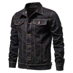 <b>Men's</b> Washed <b>Denim</b> Hoodie <b>Jacket</b> Contrast Sleeve Button Front Pockets Casual Streetwear for Autumn - Product Image 3