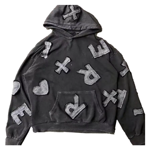 Sudadera con Capucha Personalizada de Alta Calidad para Hombre, de Invierno, Oversize, Corta, 100% Algodón Lavado, con Bordado Desgastado, Ecológica y de Secado Rápido - Product Image 4