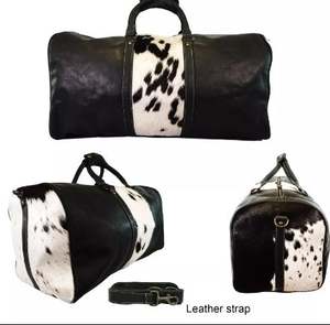 Weekender Grand sac polochon en cuir de vachette véritable Sac de sport de voyage pliable pour l'extérieur - Product Image 3