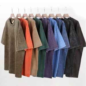 2025 camiseta lavada Unisex de alta calidad Heavy Vintage Faded 100% algodón estampado de gran tamaño Casual manga corta lavado ácido camiseta hombres - Product Image 1