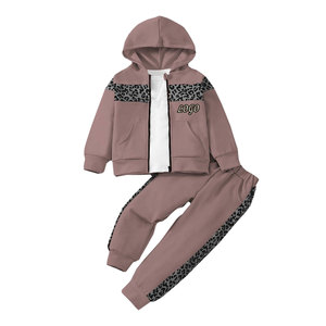 OEM Otoño Invierno Casual moda Chándal manga larga con capucha contraste Color Sudadera con capucha Tops pantalones de chándal ropa de bebé conjunto niños trajes - Product Image 4