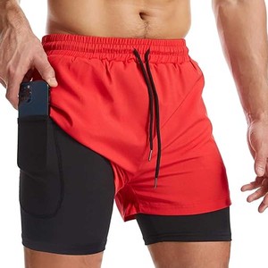 Pantalones cortos para correr Ropa de entrenamiento atlético de gimnasio de secado rápido con bolsillos laterales Pantalones cortos para correr con forro de compresión - Product Image 2