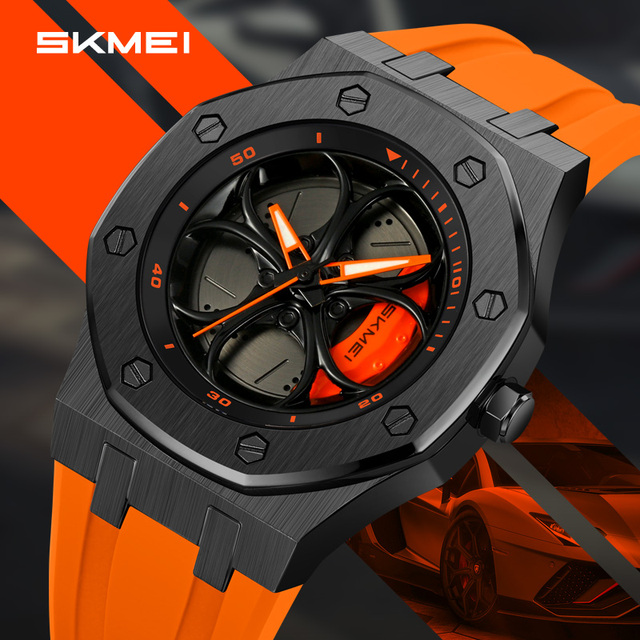 Men's Watch OEM/ODM Simple Stylish Wheel Watch Silicone Strap Quartz Movement Sports Zinc Alloy Case 3ATM Waterproof Wholesale