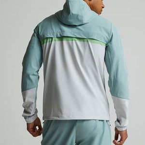 Veste pour homme en tissu polyester extensible, vente chaude, poche zippée, ventilation arrière pour la respirabilité, coupe-vent, vestes de sport - Product Image 4