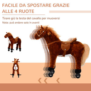 Cheval à bascule HOMCOM pour enfants de 3 ans et plus avec 4 roues et sons réalistes, balançoire rembourrée pour enfants avec repose-pieds, 65x28x75 c - Product Image 4