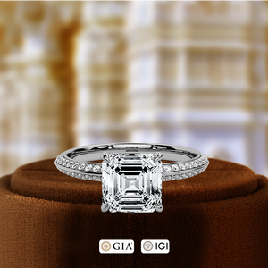 แหวนหมั้นเพชรเลี้ยงในห้องปฏิบัติการ 1 กะรัต ทรงมรกต ประดับเพชรแบบ Pave แหวนแต่งงาน ได้รับการรับรองจาก IGI ทองคำขาว 14k ของขวัญที่ดีที่สุดสำหรับเธอในวันพิเศษ - Product Image 4
