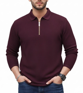 Polo de Manga Larga para Hombre, Cierre de Cremallera 1/4, Cuello Piqué, 50% Algodón/50% Poliéster, 220 GSM, Corte Regular, Varias Opciones de Color - Product Image 4