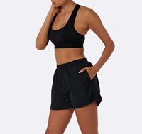 Conjunto Deportivo de Invierno para Mujer, 100% Poliéster, Shorts de Cintura Alta con Sujetador Deportivo, Características de Maternidad, para Yoga, Gimnasio, Fitness y Running