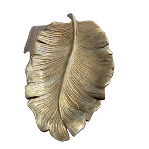 ทองเหลืองโบราณโลหะที่กําหนดเองใบอาหารถาดโรงแรมและบ้านใช้ห้องนั่งเล่นห้องรับประทานอาหารผลไม้ใบเสิร์ฟถาด - Product Image 1