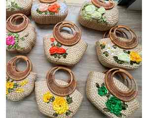 กระเป๋าผักตบชวาแฟชั่นมีกรอบทนทานกระเป๋าผักตบชวาเหมาะสำหรับผู้ส่งออกขายส่งและผู้ซื้อปลีก - Product Image 5