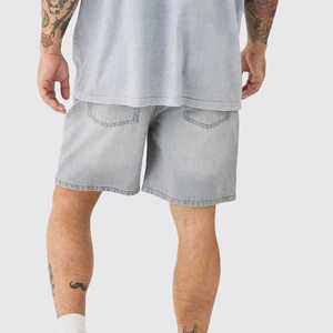 Short en jean respirant de haute qualité pour hommes, style streetwear, décontracté, droit, tricoté, grande taille, été - Product Image 3