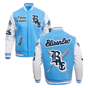 Slim Fit Men's Premium Real Leather Arms Bomber Varsity Jacket with Quilted Detail Varsity Jacket - Product Image 1