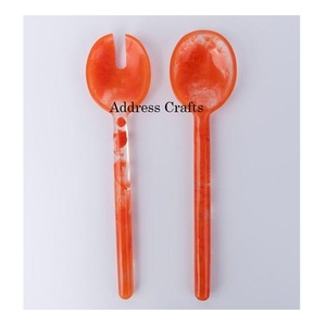 ชุดเซ็ตสลัดเรซินสองโทนสีเคลือบเงาอุปกรณ์ทำสลัดทำจากเรซินใช้ในบ้านโรงแรมเสิร์ฟช้อนส้อม - Product Image 4