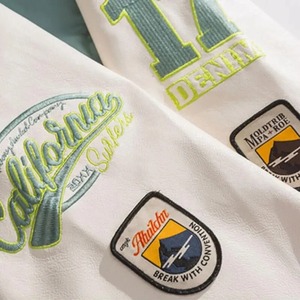 Blouson aviateur universitaire en cuir PU pour hommes et femmes manteau de pilote brodé veste Hip Hop Streetwear Baseball Harajuku - Product Image 4