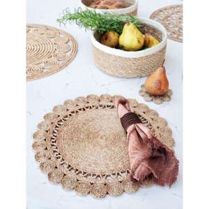 ที่รองจานทรงกลมปอกระเจาธรรมชาติดีไซน์โบราณสำหรับโต๊ะสไตล์ชนบทพร้อมดีไซน์โบราณโต๊ะพรีเมียม - Product Image 6
