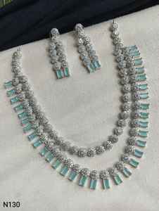 ENSEMBLE DE COLLIER DE MARIÉE EN DIAMANT AMÉRICAIN ET BOUCLES D'OREILLES CLASSIQUES ET DE HAUTE QUALITÉ ENSEMBLE DE BIJOUX DE MARIAGE POUR FEMMES DE STYLE CLASSIQUE - Product Image 4