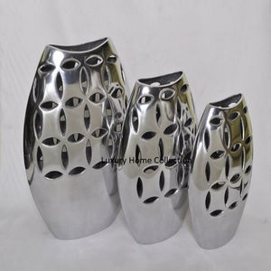 New Simple Design Metal Aluminum Sheet <b>Vase</b> <b>Set</b> of 3 Different Size Silver Color Metal Creative Crafts Dining Decorative <b>Vase</b> - Product Image 1