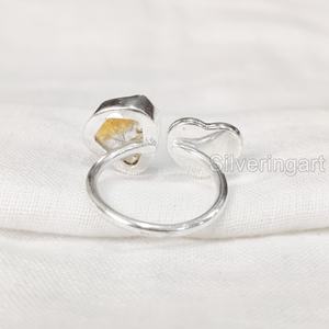 Rough Stone Jewelry Women's <b>Ring</b> Natural Raw Citrine Gemstone November Birthstone Heart <b>Ring</b> Jewelry 925 Sterling Silver <b>Ring</b> - Product Image 5