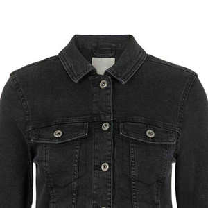 OEM Premium Quality <b>Women's</b> Quilted Denim Jackets 100% Cotton Fabric Solid Black Color <b>Turn</b> Down Collar Button <b>Up</b> <b>Jeans</b> Jackets - Product Image 5