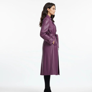 Abrigo Largo de Mujer, a la Moda, de Cuero de Oveja Genuino, Impermeable, Transpirable, con Capucha, Diseño Sólido, Relleno de Poliéster - Product Image 6