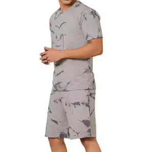 Conjunto de camiseta de verano 100% de algodón para hombre, camisetas y pantalones de manga corta, chándal informal transpirable para correr, conjunto corto - Product Image 5