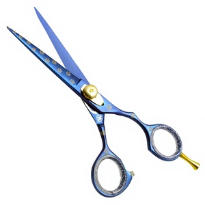 Durable Blue Plasma Pet Grooming <b>Scissors</b> Stainless Steel <b>Dog</b> Cat Shears with Unique Foot Print Design Straight Cutting Blade - Product Image 1