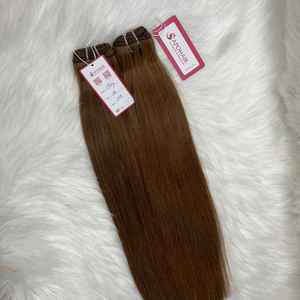 Extensiones de pelo Remy marrón claro teñido trama máquina recta 18 pulgadas virgen vietnamita al por mayor integración invisible - Product Image 6