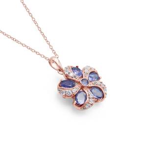 Beau pendentif en tanzanite florale plaqué or collier bijoux cadeau de noël pour les femmes pendentif en argent estampillé 925 pour chaîne - Product Image 5